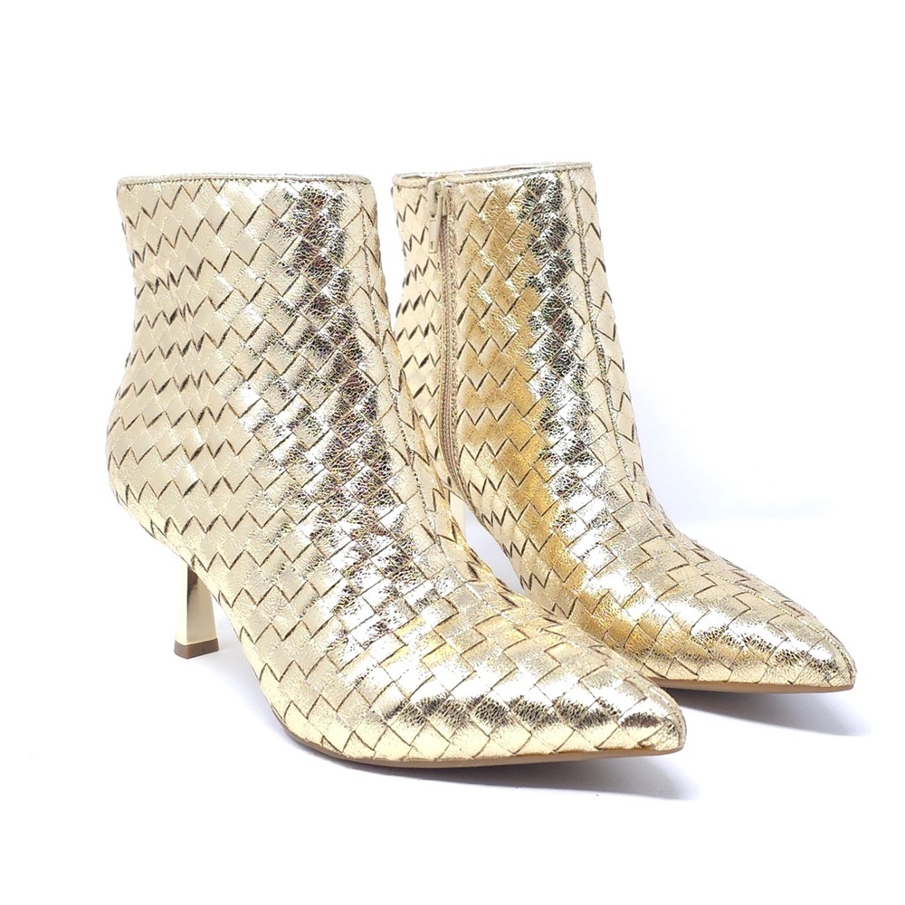 INC International Concepts Ankle Boots Raisiep Gold Woven Size 6.5 M - Picture 2 of 12